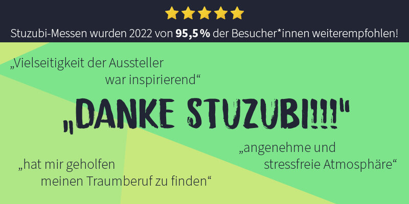 Reviews, Bewertung, Zitate, Sternewertungen, Trust Besucher*innen Stuzubi Studien- und Ausbildungsmessen