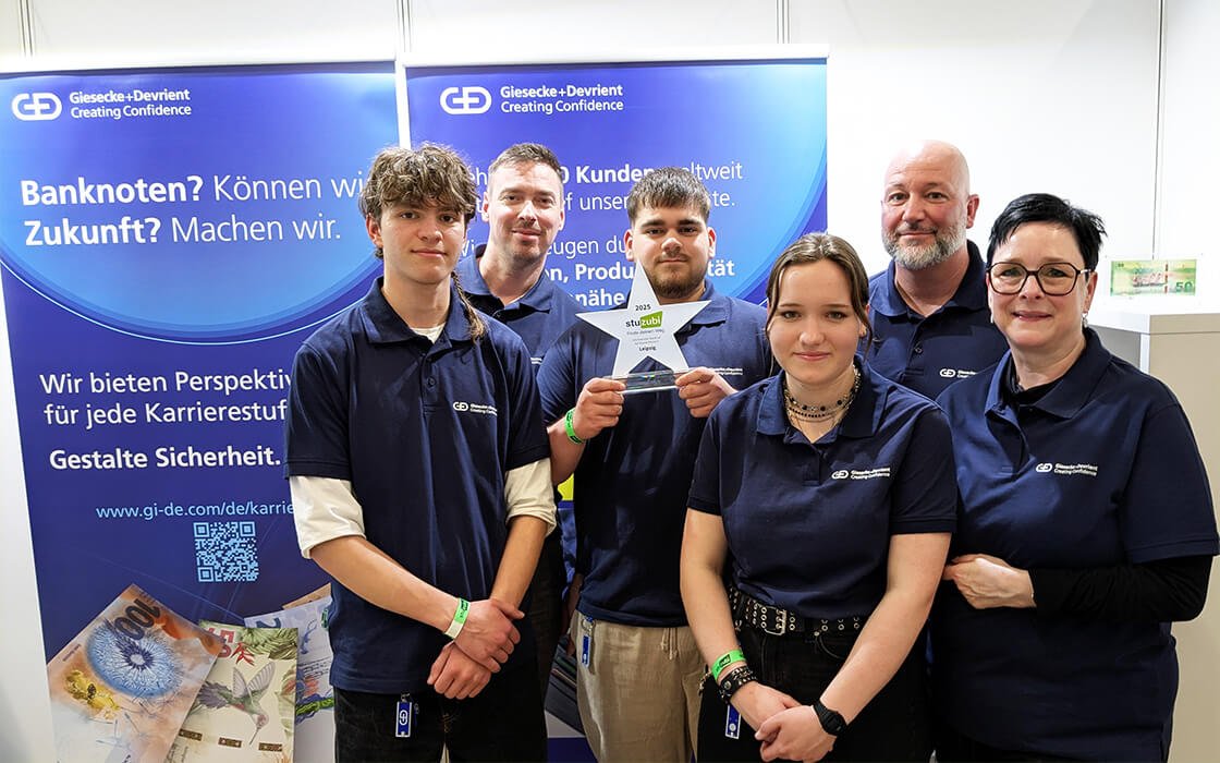 Auf der Ausbildungsmesse Leipzig geht der Stuzubi Star an Giesecke+Devrient (G+D)